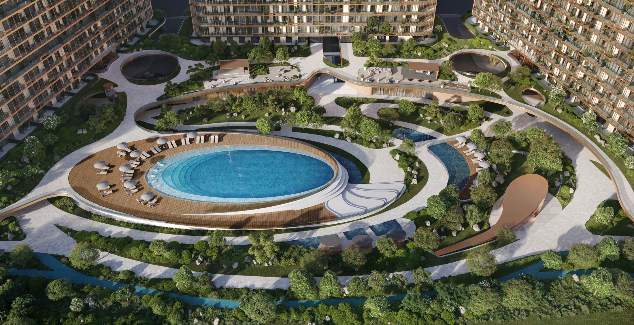 HADO by BEYOND — архитектура и бассейн резиденций на Dubai Islands